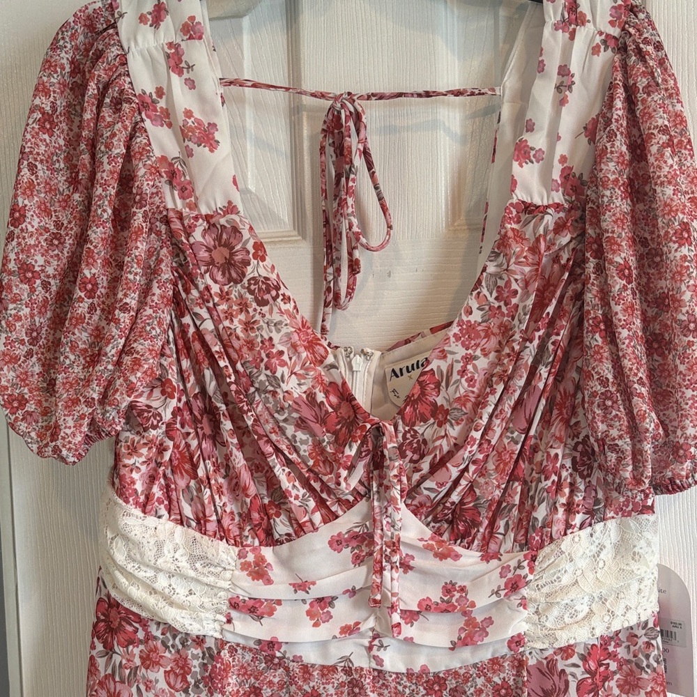 ARULA Pink and Cream Floral Mini Dress - Picture 6 of 8